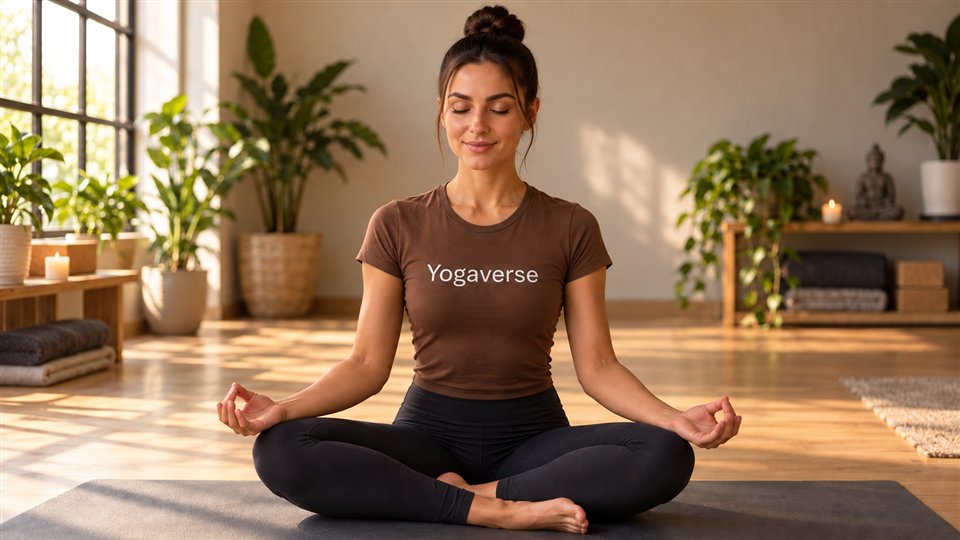 Alice seated calmly in meditation