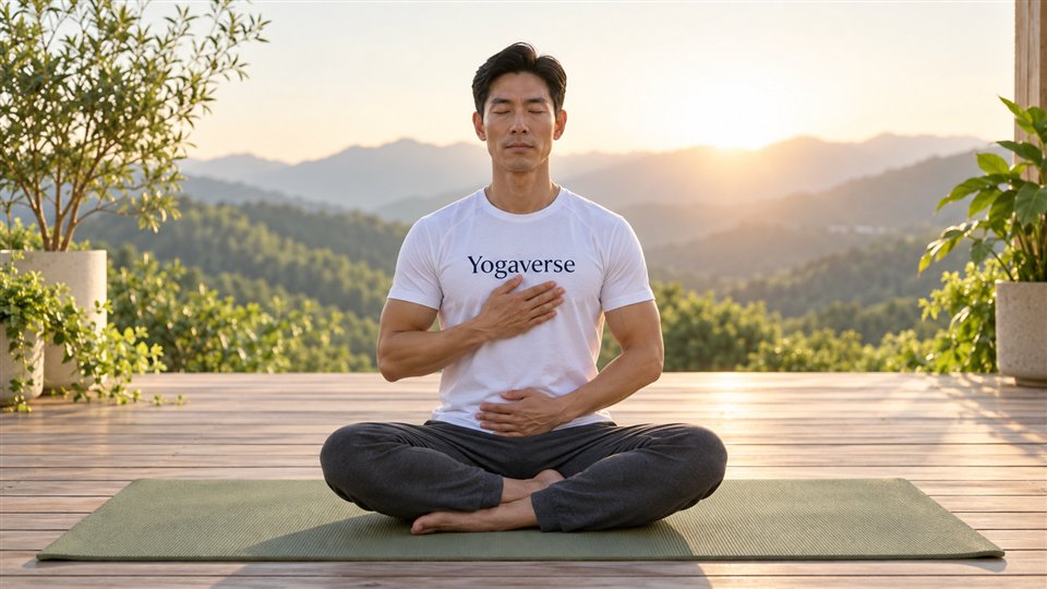 Kevin practising a calm slow-exhale breath reset